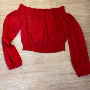 Cute red Fluff crop top